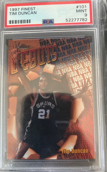 Tim Duncan 1997 topps finest psa 9