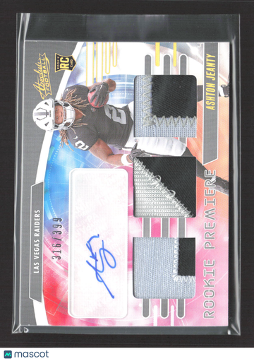 2025 Panini Absolute Football Rookie Premiere Ashton Jeanty #RPM-AJY /399 Triple Patch RC Memorabilia