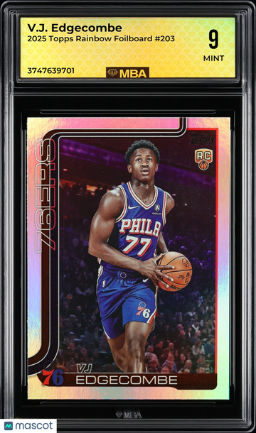 2025 Topps VJ Edgecombe #203 Rainbow Foilboard MBA 9