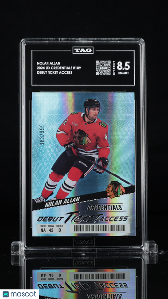 383/999 2024 Upper Deck Credentials Debut Ticket Access Nolan Allan #109 Rookie TAG 8.5