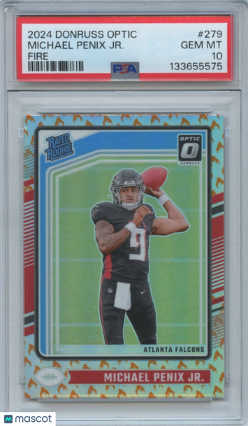 2024 Panini Donruss Optic Michael Penix Jr. #279 Fire Prizm Parallel/Variety Rookie Base Set PSA 10