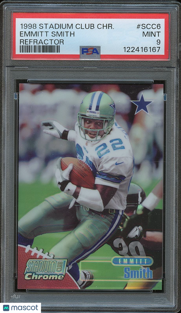 1998 Topps Stadium Club Emmitt Smith #SCC6 Refractor Parallel/Variety Insert PSA 9
