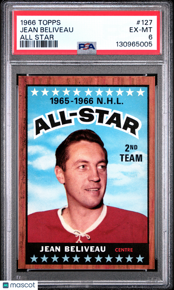 1966 Topps Jean Beliveau #127 All Star PSA 6