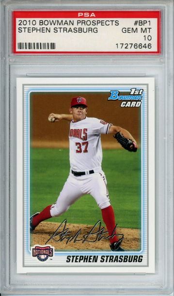 STEPHEN STRASBURG 2010 BOWMAN PROSPECTS BASEBALL #BP1 PSA 10 Rookie Card RC Nationals