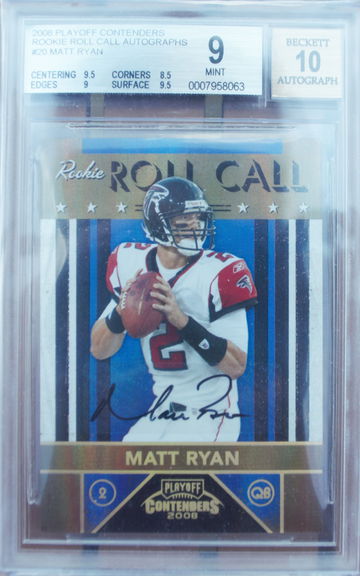 2008 Panini Playoff Contenders Rookie Roll Call Auto Autograph Matt Ryan BGS 9 /25