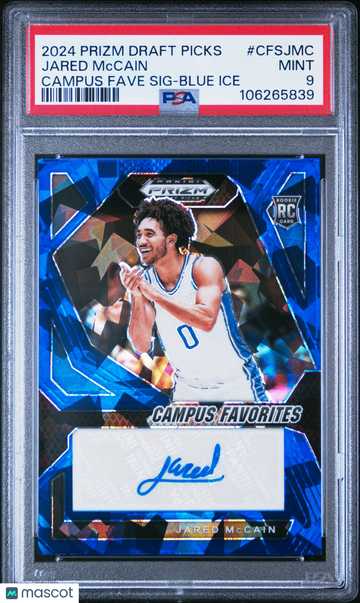 2024 Panini Prizm Draft Picks Campus Favorites Signatures Jared Mccain #CFSJMC PSA 9