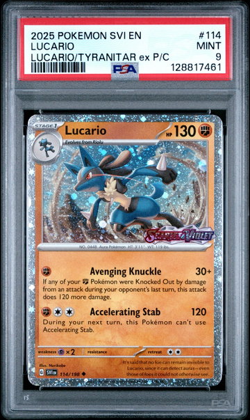 2025 Pokemon Scarlet and Violet Premium Collection Lucario #114 PSA 9