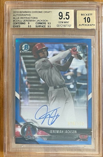 2018 Bowman Chrome Draft 1st Jeremiah Jackson Blue /150 AUTO BGS 9.5/10 GEM MINT