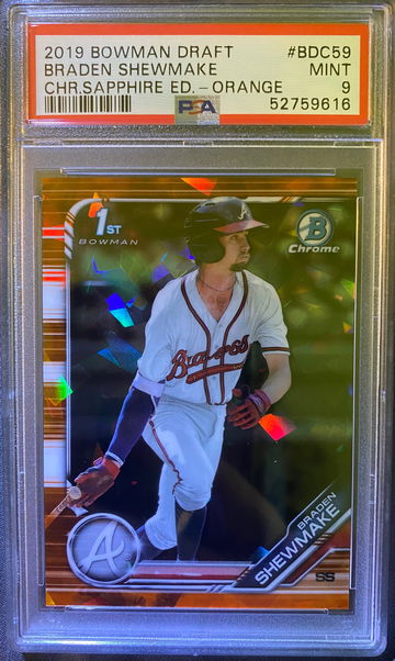 2019 Bowman Sapphire Braden Shewmake /25 PSA 9