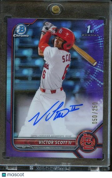Victor Scott II 2022 Bowman Chrome 1st Bowman Auto Purple Refractor /250 St. Louis Cardinals