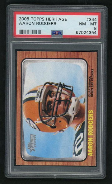 2005 Topps Heritage SP Aaron Rodgers #344A PSA 8