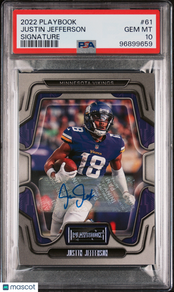 2022 Panini Playbook Justin Jefferson #61 Signature PSA 10
