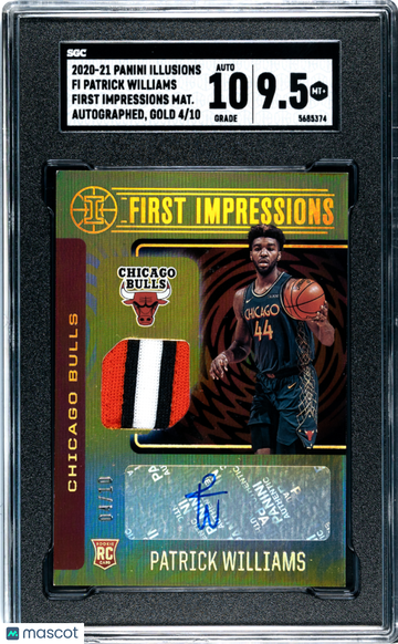 2020 Panini Illusions Patrick Williams First Impressions Mat. Autograph Gold SGC 9.5 Auto 10