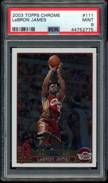 2003 - 2004 Topps Chrome LeBron James #111 Basketball Card PSA 9