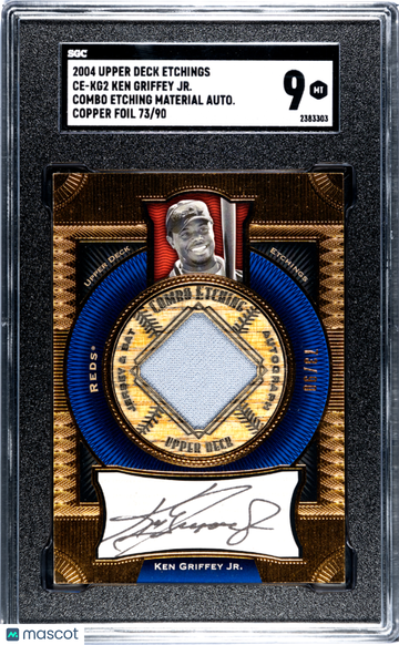 2004 Upper Deck Etchings Ken Griffey JR. #CE-KG2 Combo Mat. Autograph Copper Foil SGC 9