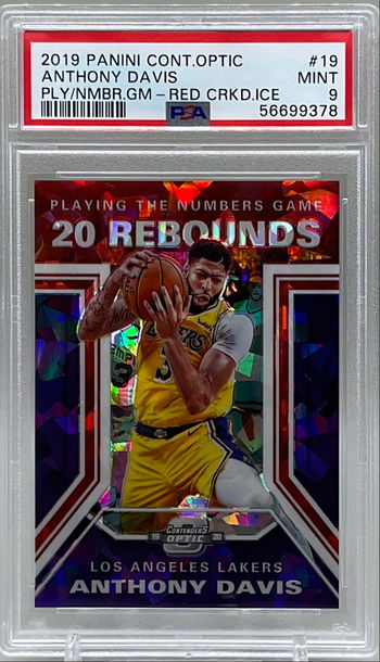 2019 Panini Contenders Optic Anthony Davis Playing The Numbers Game Red Cracked Ice PSA 9 Mint