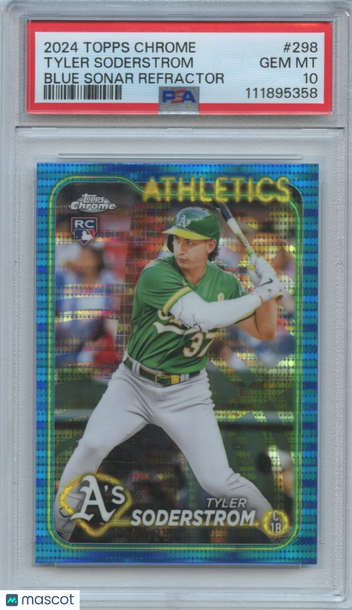 2024 Topps Chrome Tyler Soderstrom #298 Blue Sonar Refractor Rookie PSA 10 Topps