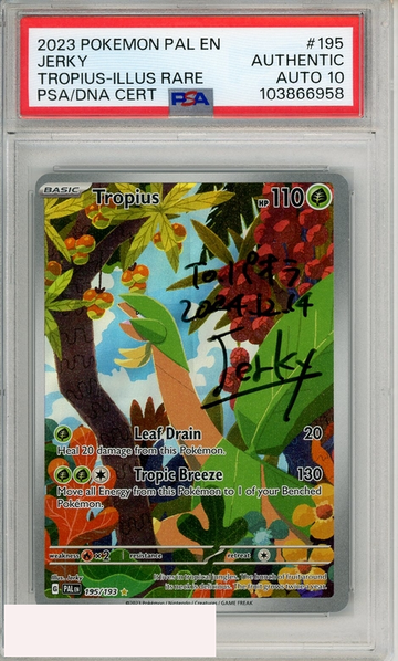 2023 PKMN PAL EN-PALD EVOLVED TROPIUS #195 ILLUS RARE PSA A JERKY AUTO 10