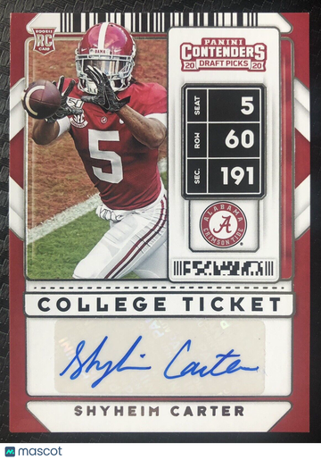 Shyheim Carter 2020 Contenders Draft Rookie Auto #233 Alabama Crimson Tide
