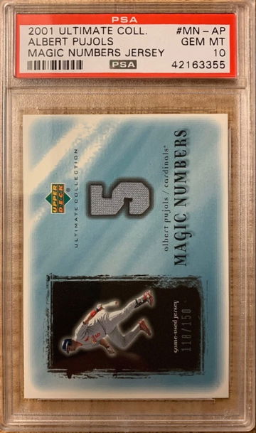 2001 Upper Deck Ultimate Collection Albert Pujols Rookie Card Magic Numbers Jersey PSA 10 Gem Mint