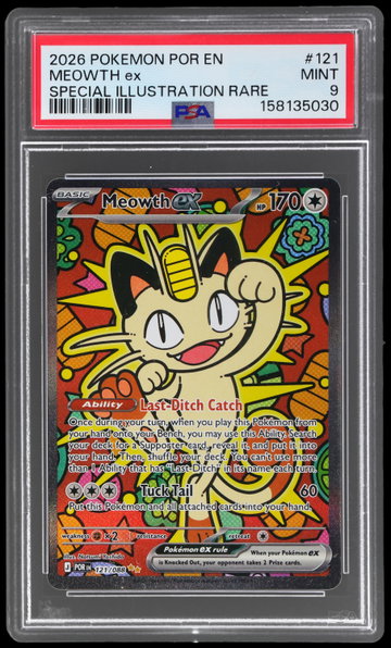 2026 Pokemon Perfect Order Meowth EX Special Illustration Rare PSA 9