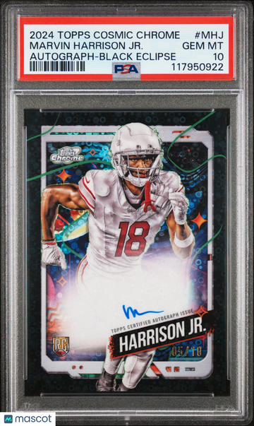 2024 Topps Cosmic Chrome Cosmic Chrome Autographs Marvin Harrison JR. #MHJ Black Eclipse /10 PSA 10