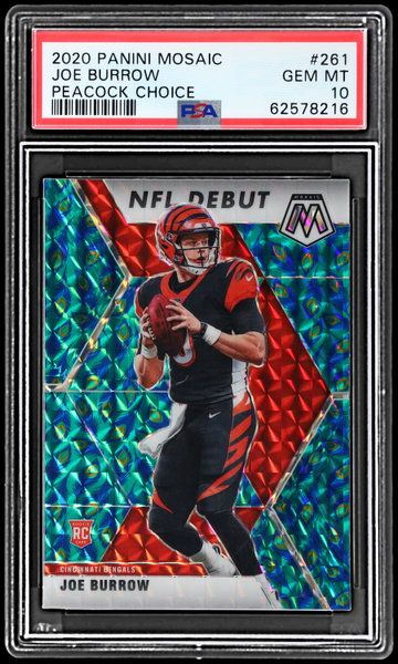 2020 Panini Mosaic Joe Burrow Choice Peacock PSA 10 RC