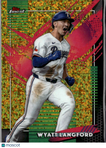 Wyatt Langford 2026 Topps Finest Gold Mini-Diamond Refractor /50 Texas Rangers