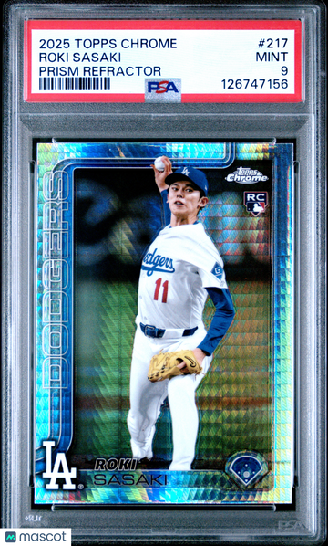 2025 Topps Chrome Roki Sasaki #217 Prism Refractor PSA 9