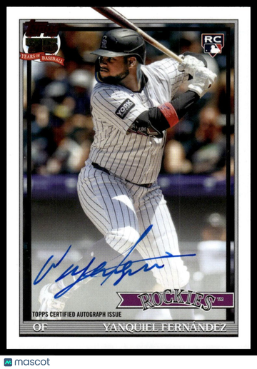 2026 Topps Yanquiel Fernandez #91A-YAN 1991 Topps Baseball 35th Anniversary Autographs (Series One) AU
