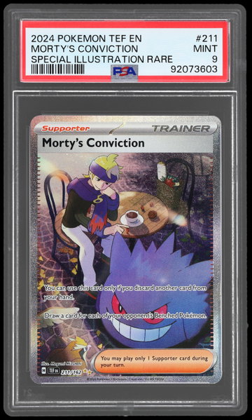 2024 Pokemon Scarlet And Violet Temporal Forces Morty's Conviction Special Illustration Rare PSA 9