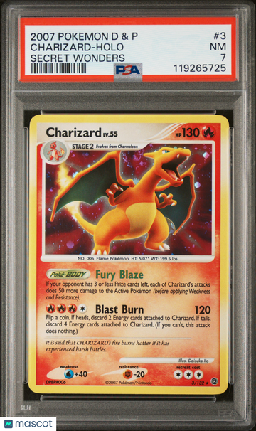 2007 Pokemon Diamond & Pearl Secret Wonders Charizard Holo PSA 7 #3
