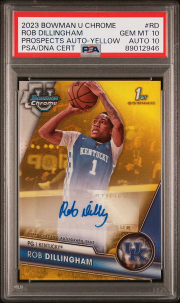 2023 BOWMAN U CHROME ROB DILLINGHAM AUTOGRAPHS YELLOW REF #RD PSA 10 AUTO PSA 10