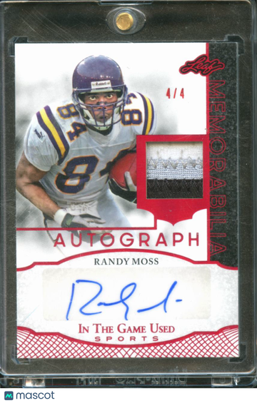 2024 Leaf In The Game Used Sports Randy Moss #IGA-RM1 /4 Game-Used Patch Memorabilia