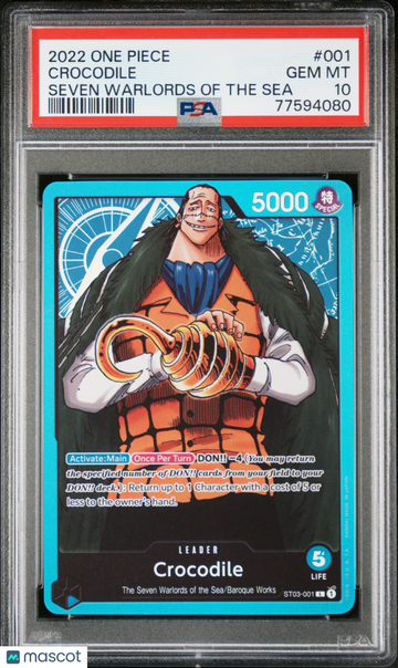 2022 One Piece Starter Deck St03-The Seven Warlords Of The Sea Crocodile PSA 10 #001