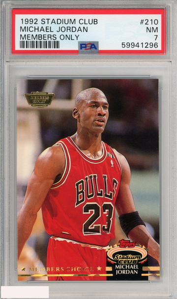 1992 STADIUM CLUB MICHAEL JORDAN #210 MEMBERS ONLY CHICAGO BULLS HOF PSA 7 NM