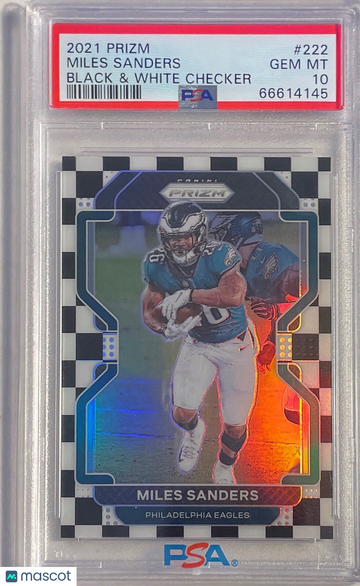 2021 Panini Prizm Miles Sanders #222 Black & White Checker PSA 10