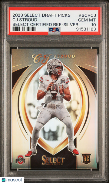 2023 Panini Select Draft Picks Select Certified Rookies CJ Stroud #SCRCJ RK SLV PRZ PSA 10