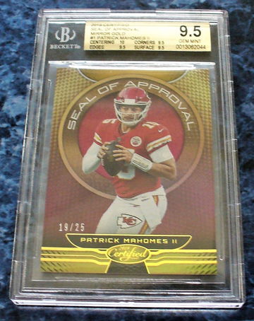Patrick Mahomes Certified Seal Of Approval MIRROR GOLD #19/25 BGS 9.5 TRUE GEM MINT