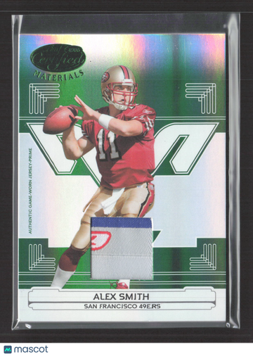 2006 Donruss Leaf Certified Materials Alex Smith #124 Mirror Emerald Authentic Game-Worn Jersey-Prime