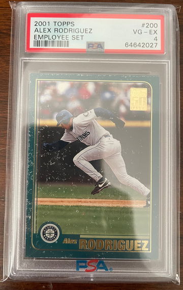 ALEX RODRIGUEZ 2001 TOPPS BASEBALL EMPLOYEE SET #200 - PSA 4 SEATTLE MARINERS. 