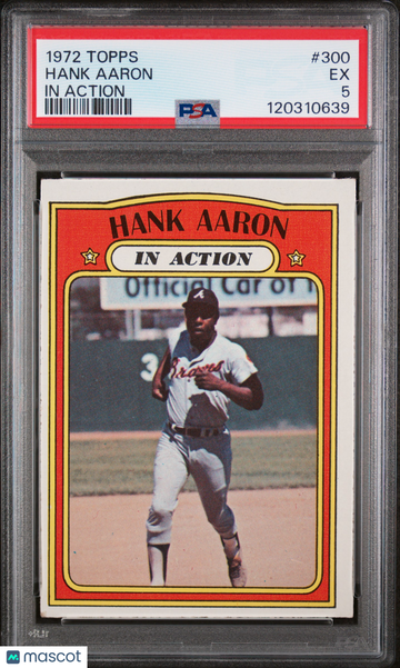 1972 Topps Hank Aaron #300 In Action PSA 5