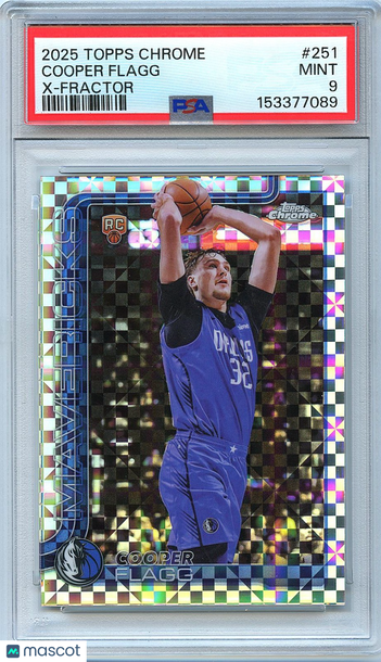 2025-26 Topps Chrome Cooper Flagg #251 X-Fractor Parallel/Variety Rookie Base Set PSA 9