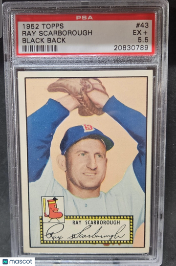 1952 Topps Ray Scarborough #43 Black Back PSA 5.5