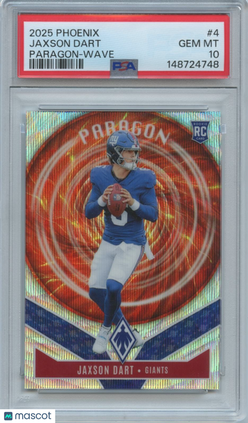 2025 Panini Phoenix Jaxson Dart #4 Wave Parallel/Variety Rookie Insert PSA 10