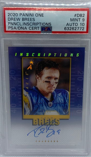 2020 Panini One Drew Brees Inscriptions /25 PSA 9 Auto 10