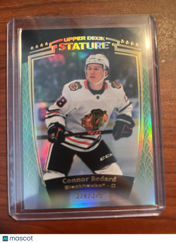 2024-25 Upper Deck Stature Connor Bedard #25 Green Limited Edition Short Print Hologram Parallel/Variety Chase Base Set