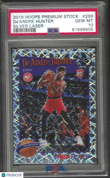2019 Panini Hoops Premium Stock De'andre Hunter #299 Silver Laser PSA 10