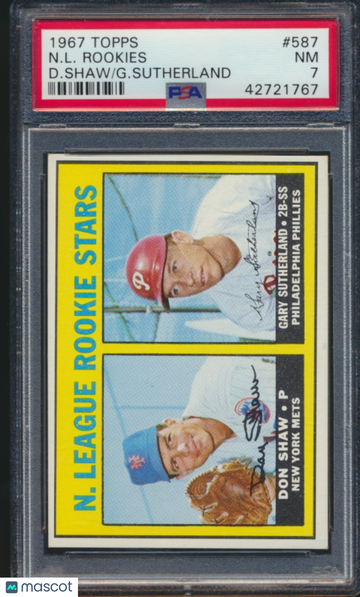 1967 Topps N. L. Rookies #587 D. Shaw G. Sutherland PSA 7