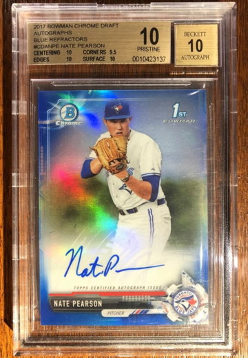 Nate Pearson 2017 Bowman Chrome Blue Refractor Auto /150 BGS 10/10 Pristine